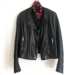 Black leather jacket replay